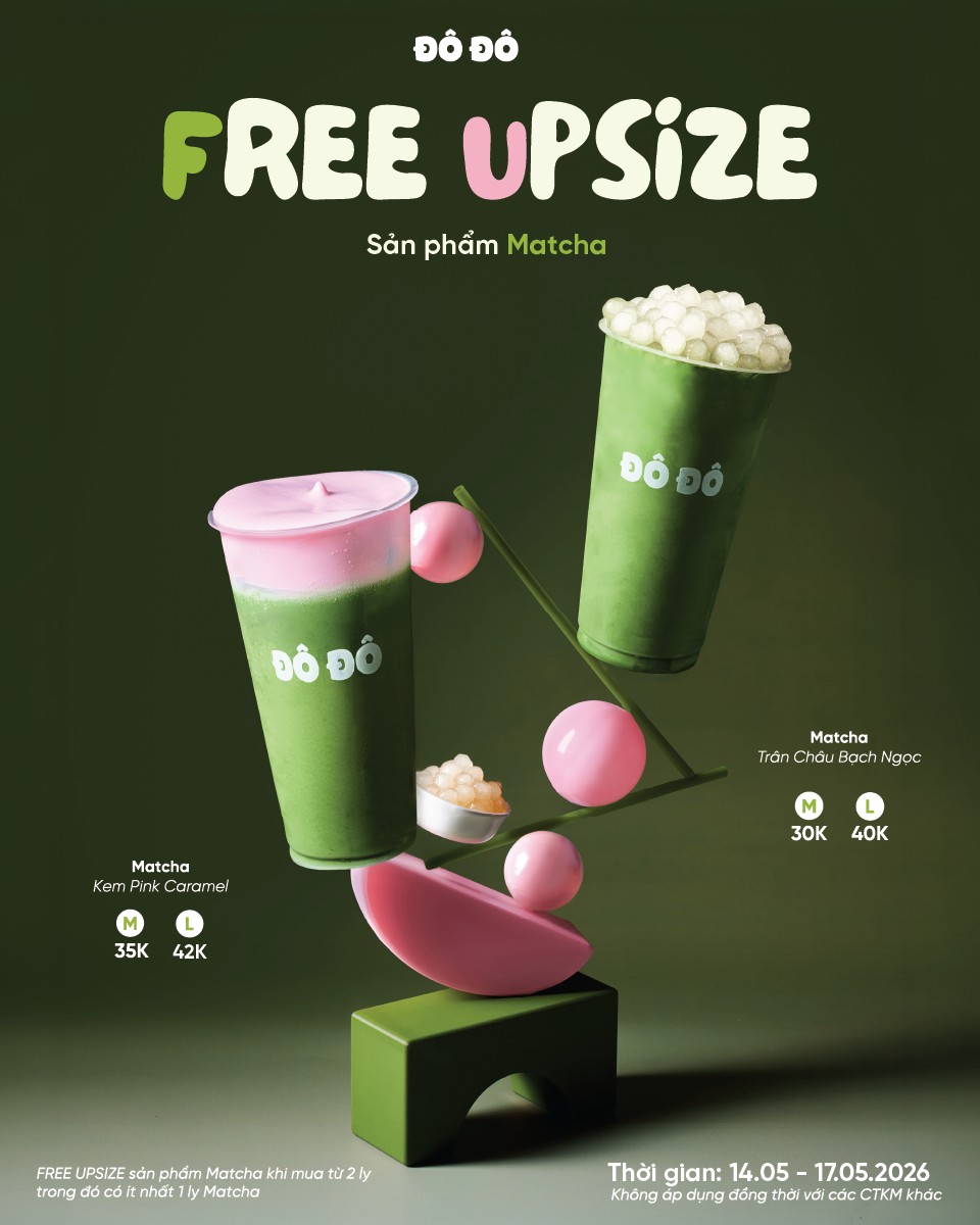 FREE UPSIZE MATCHA mừng phiên bản MATCH-A-LOVE đậm đà hơn, ngon-xinh-iu hơn !